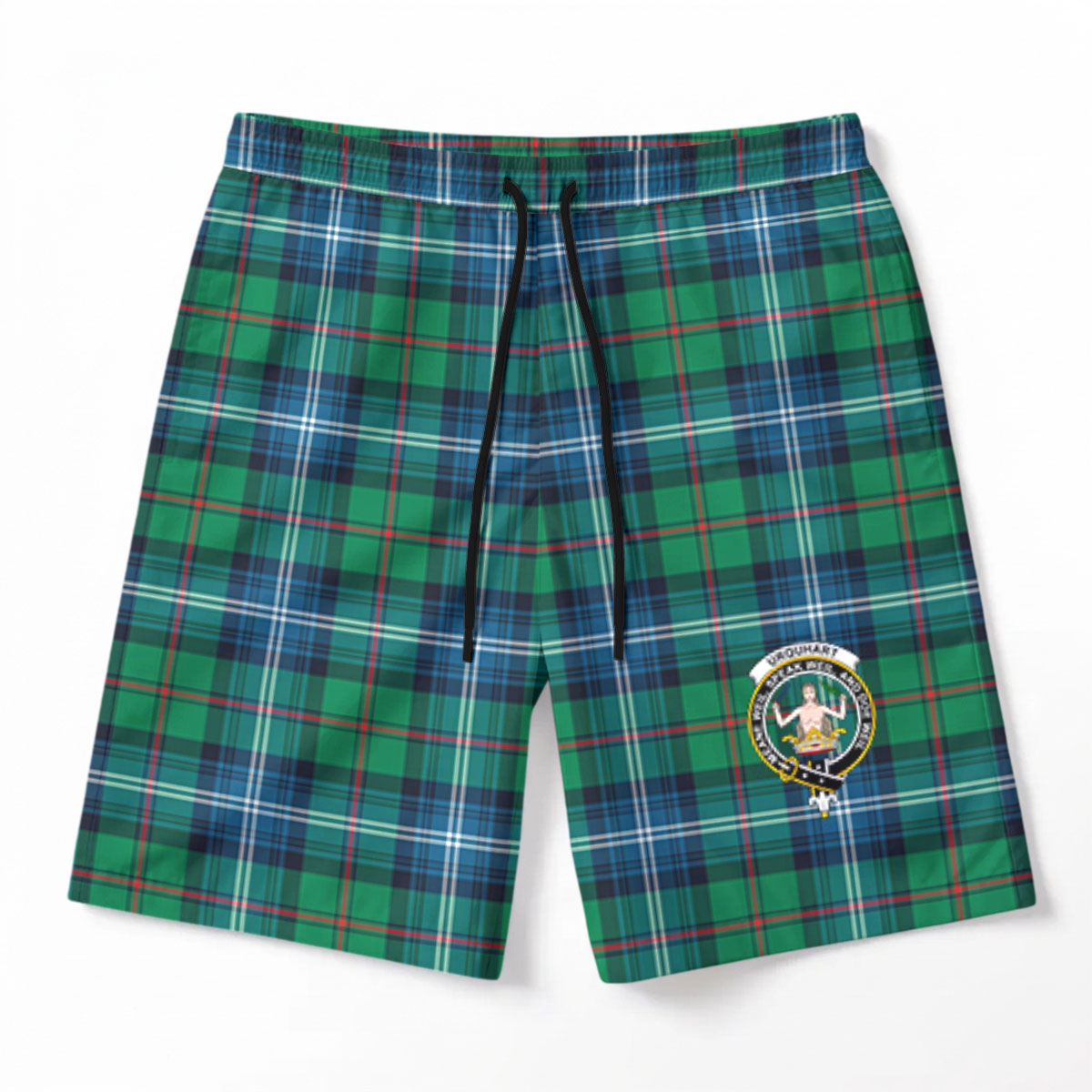 Urquhart Ancient Tartan Crest Men's Beach Shorts
