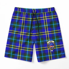 Weir Modern Tartan Crest Men's Beach Shorts