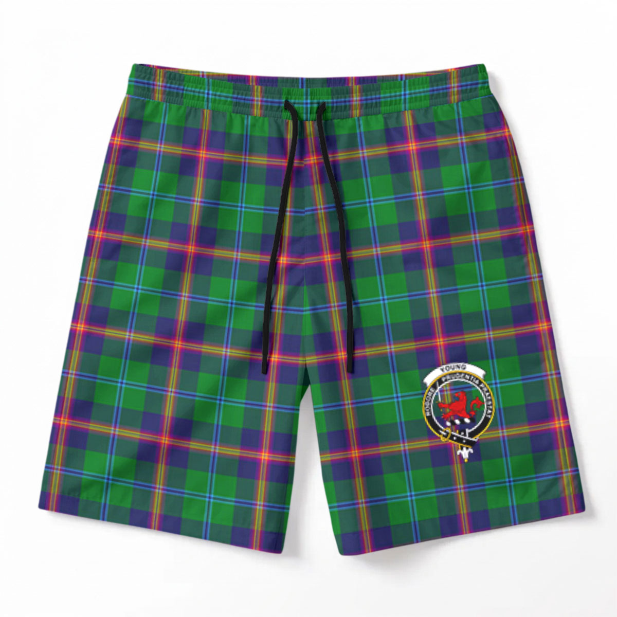 Young Modern Tartan Crest Men's Beach Shorts