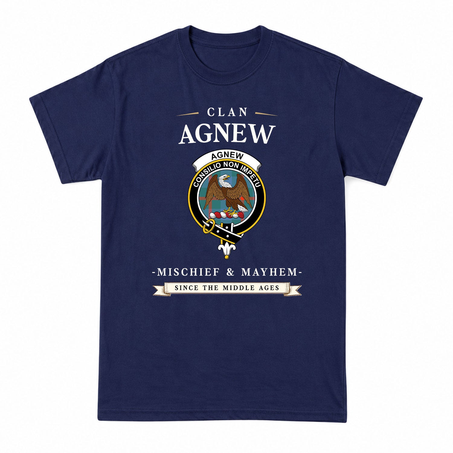Agnew Ancient Tartan Crest Mischief and Mayhem T-shirt