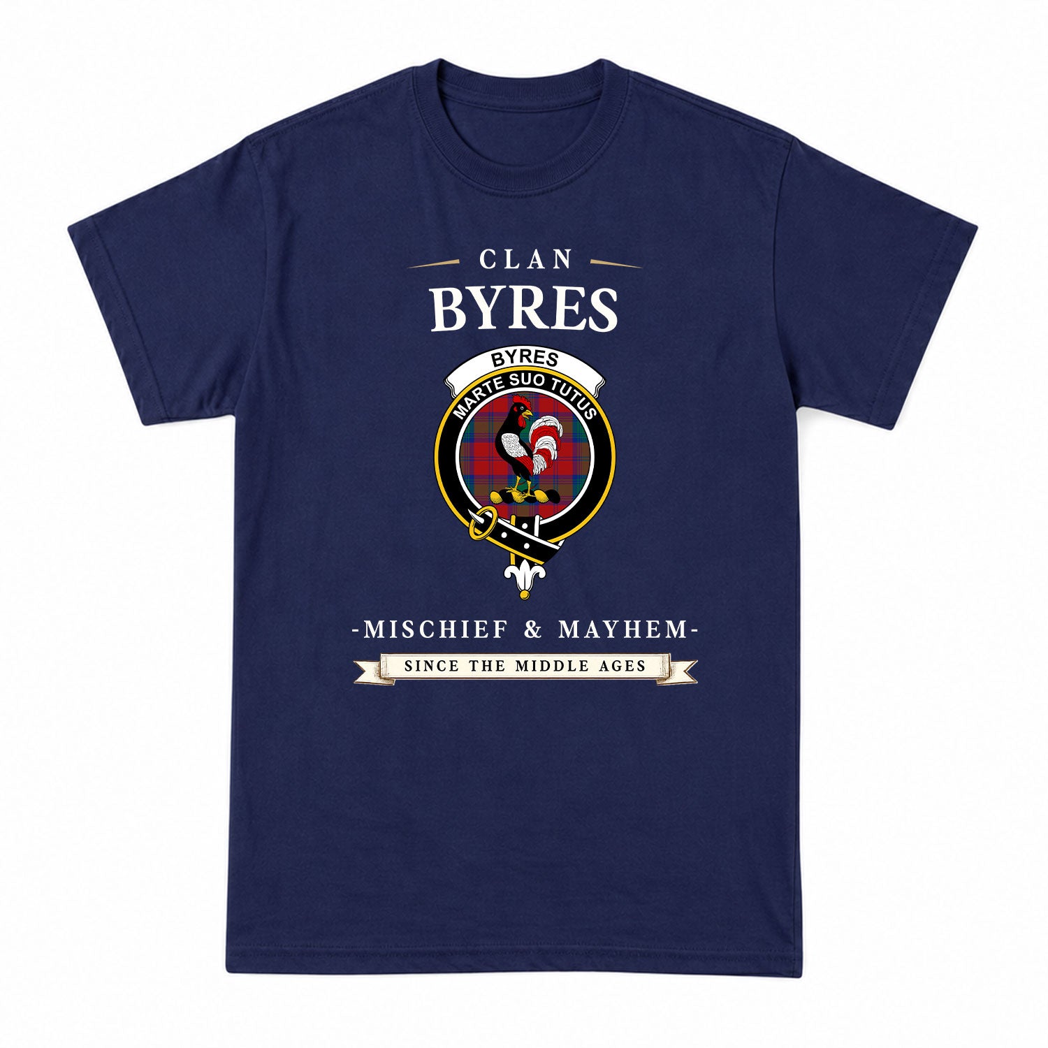 Byres Tartan Crest Mischief and Mayhem T-shirt