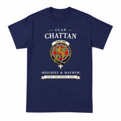 Chattan Tartan Crest Mischief and Mayhem T-shirt
