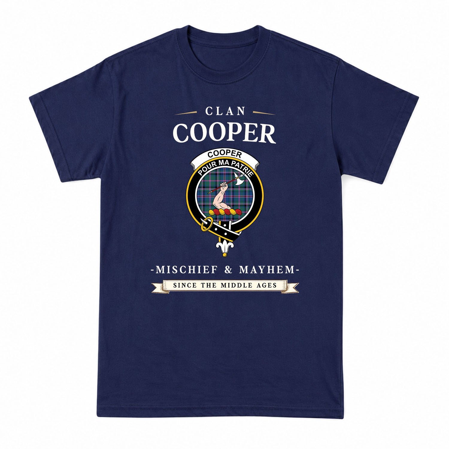 Cooper Ancient Tartan Crest Mischief and Mayhem T-shirt
