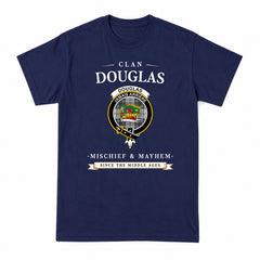Douglas Grey Modern Tartan Crest Mischief and Mayhem T-shirt