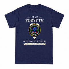 Forsyth Modern Tartan Crest Mischief and Mayhem T-shirt