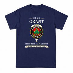 Grant Modern Tartan Crest Mischief and Mayhem T-shirt