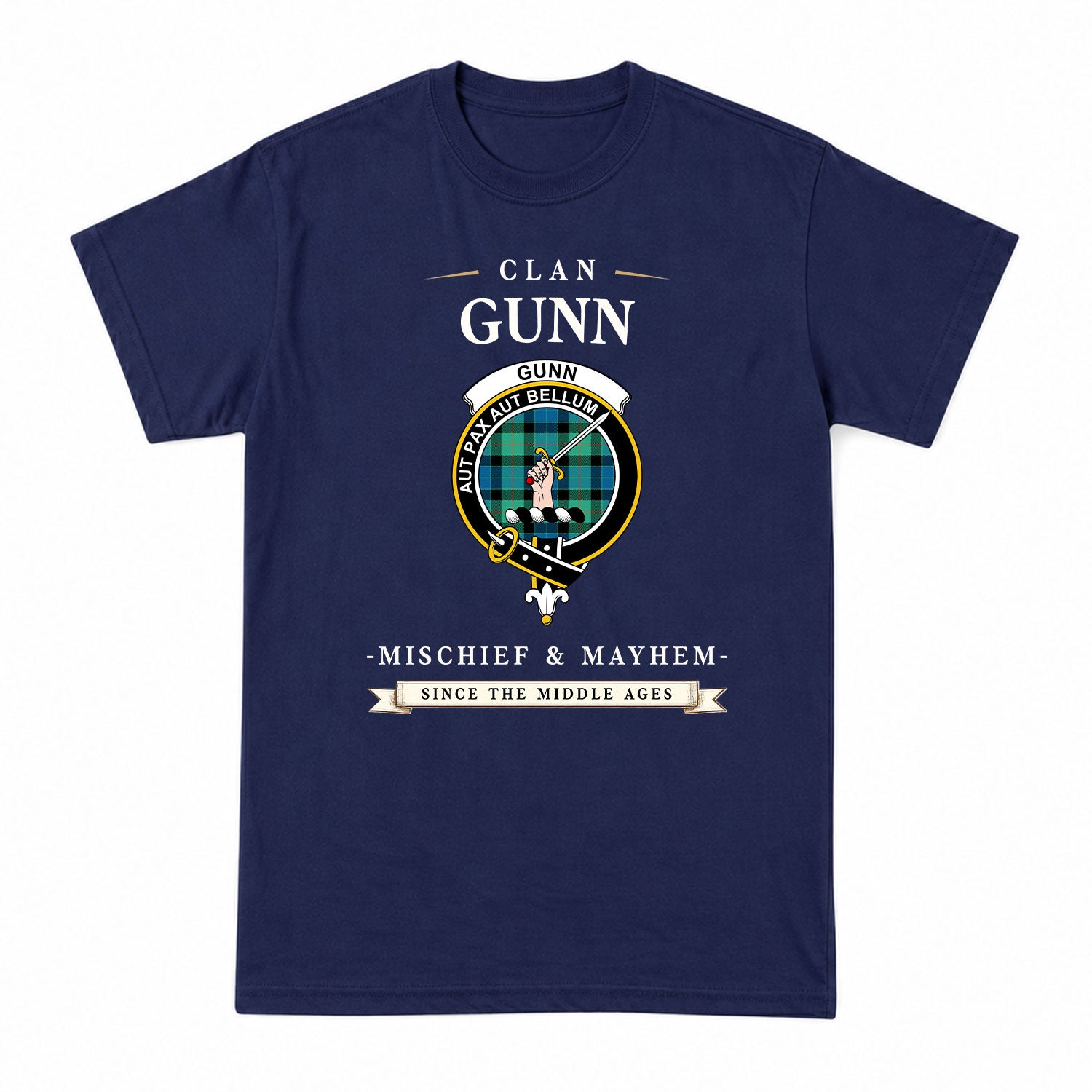 Gunn Ancient Tartan Crest Mischief and Mayhem T-shirt