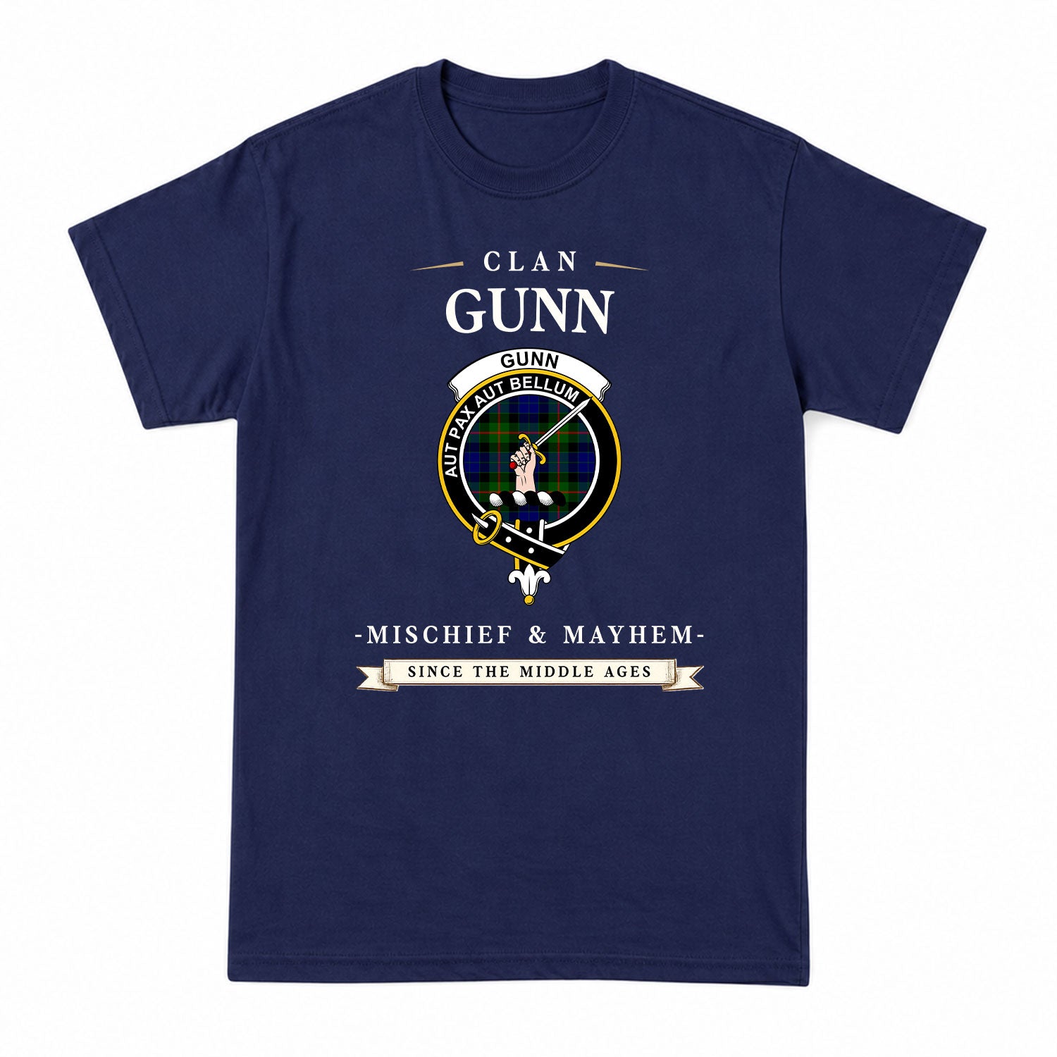 Gunn Modern Tartan Crest Mischief and Mayhem T-shirt