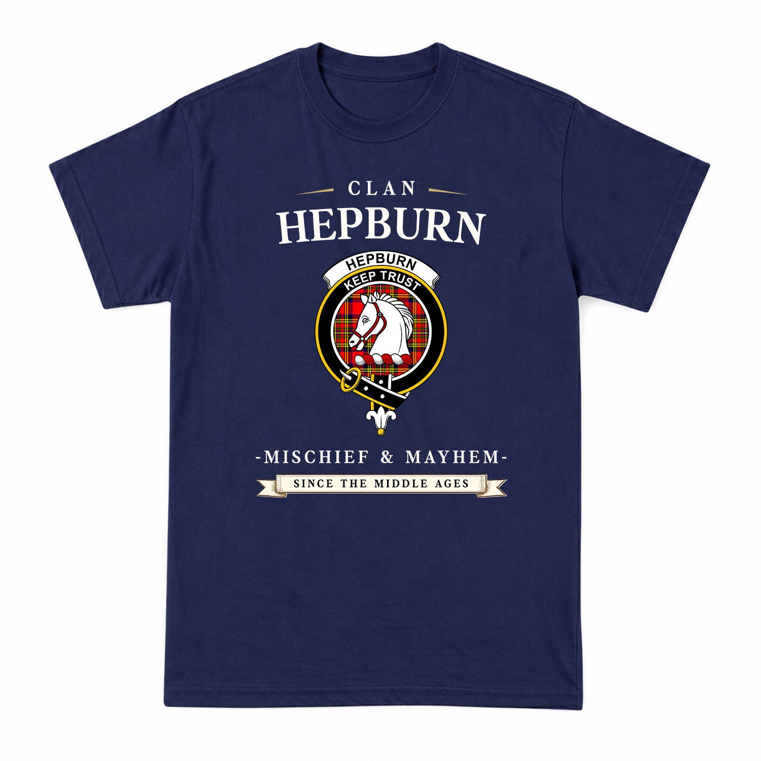 Hepburn Tartan Crest Mischief and Mayhem T-shirt