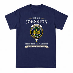 Johnston Modern Tartan Crest Mischief and Mayhem T-shirt
