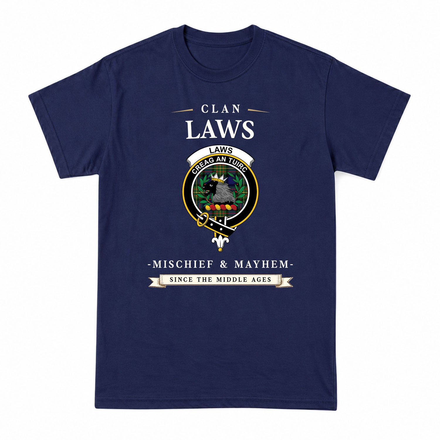 Laws Tartan Crest Mischief and Mayhem T-shirt