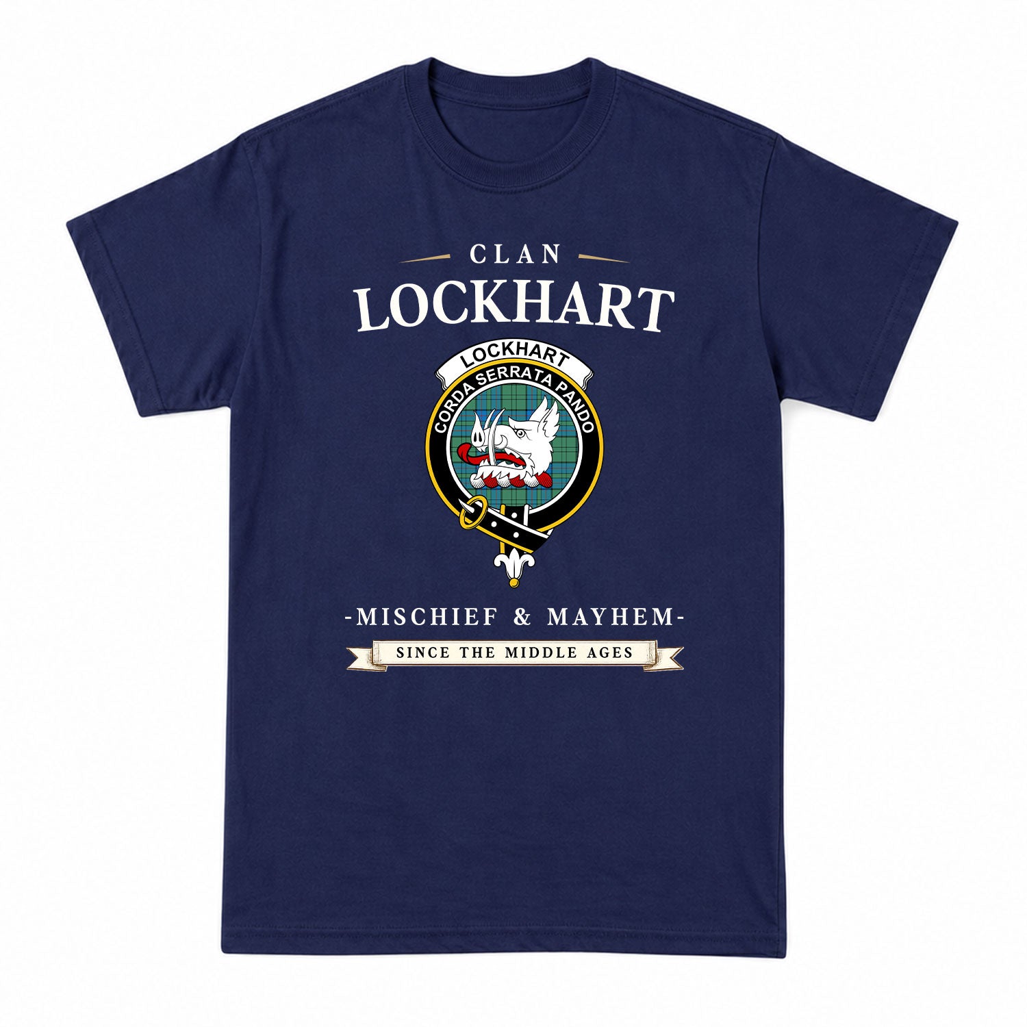 Lockhart Tartan Crest Mischief and Mayhem T-shirt