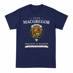 MacGregor Modern Tartan Crest Mischief and Mayhem T-shirt