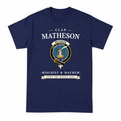Matheson Hunting Ancient Tartan Crest Mischief and Mayhem T-shirt
