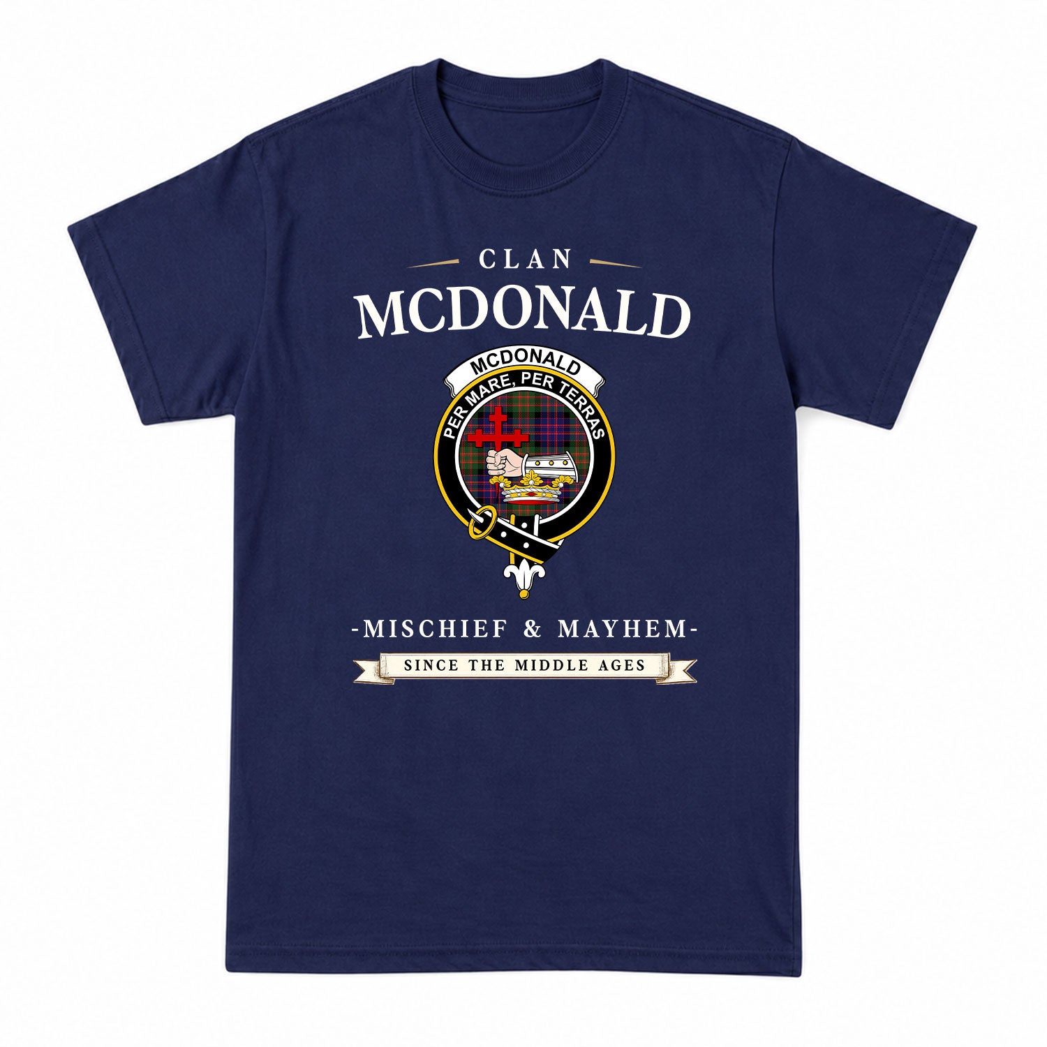 McDonald Modern Tartan Crest Mischief and Mayhem T-shirt