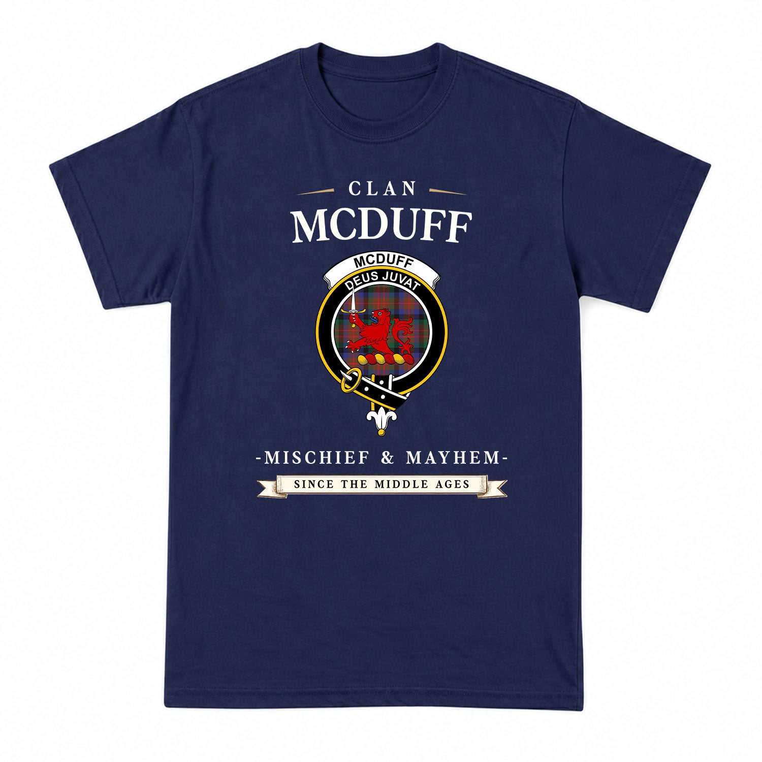 McDuff Hunting Modern Tartan Crest Mischief and Mayhem T-shirt