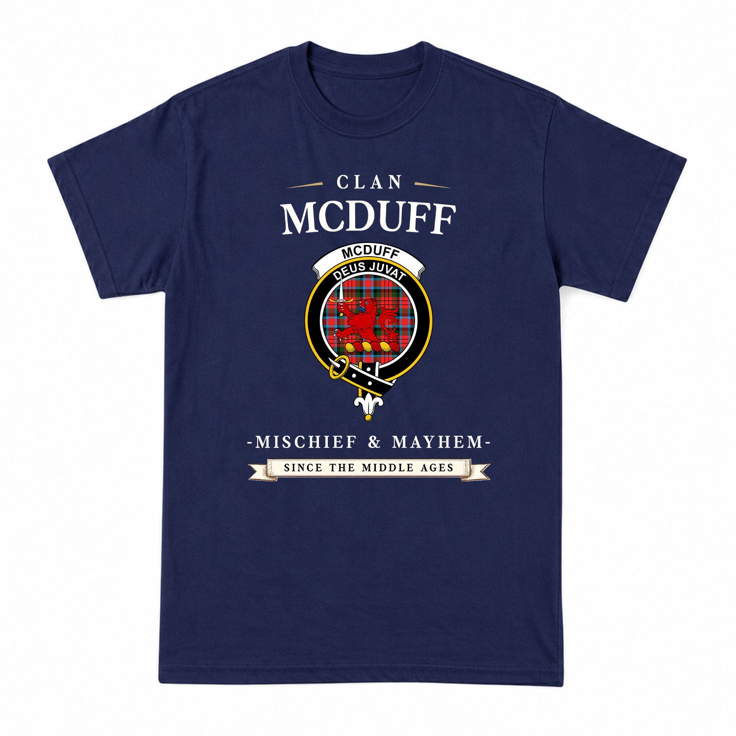 McDuff Modern Tartan Crest Mischief and Mayhem T-shirt