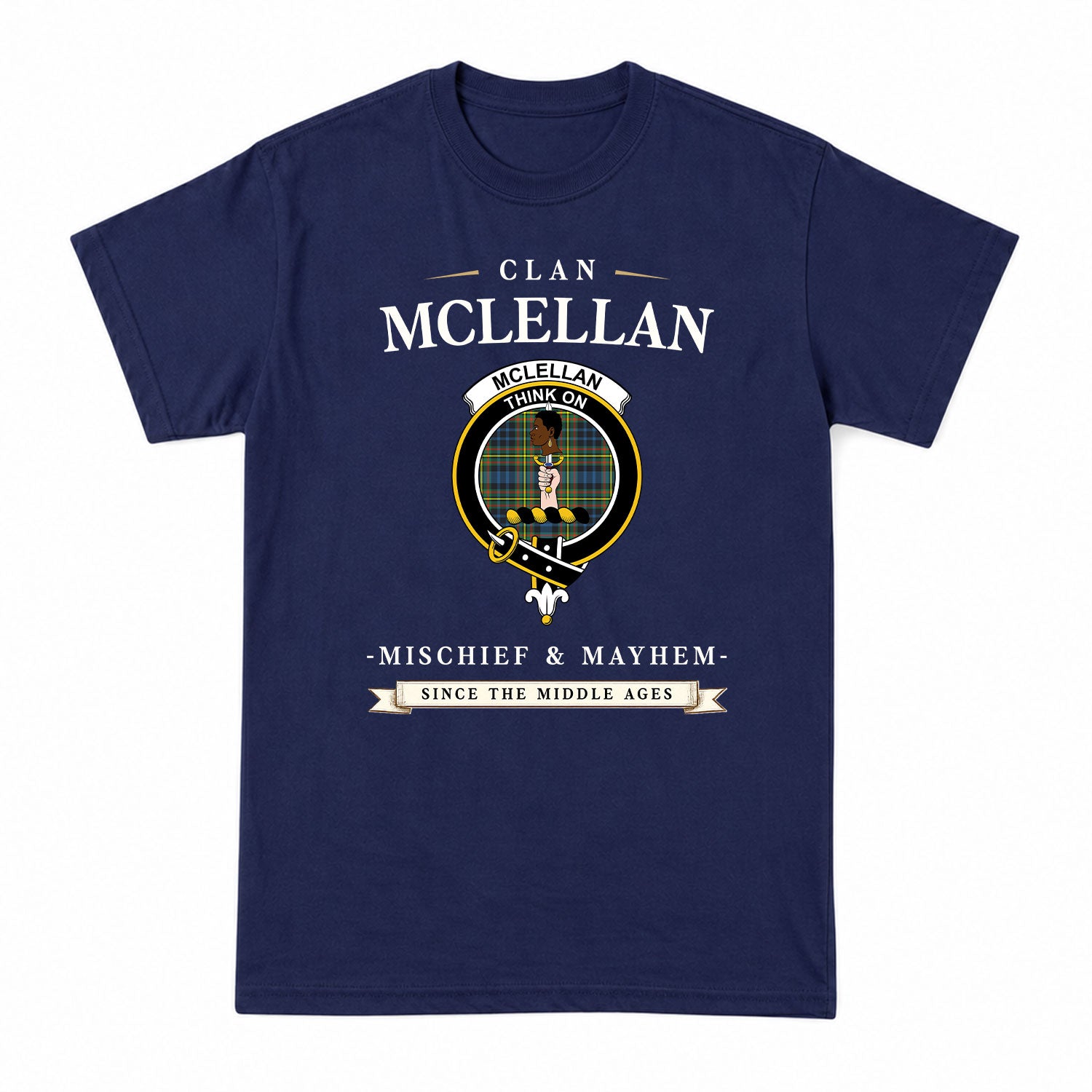 McLellan Ancient Tartan Crest Mischief and Mayhem T-shirt