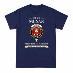 McNab Modern Tartan Crest Mischief and Mayhem T-shirt