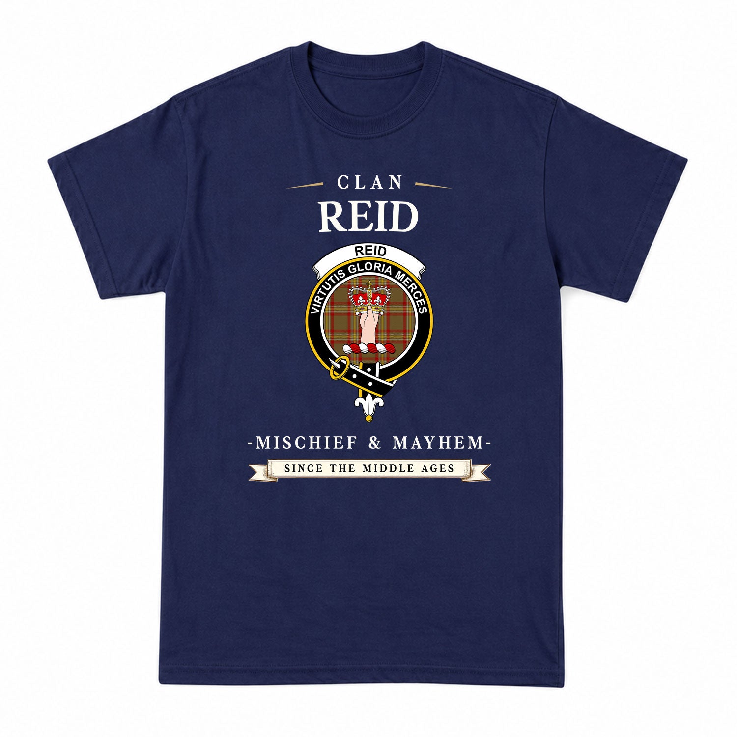 Reid Ancient Tartan Crest Mischief and Mayhem T-shirt
