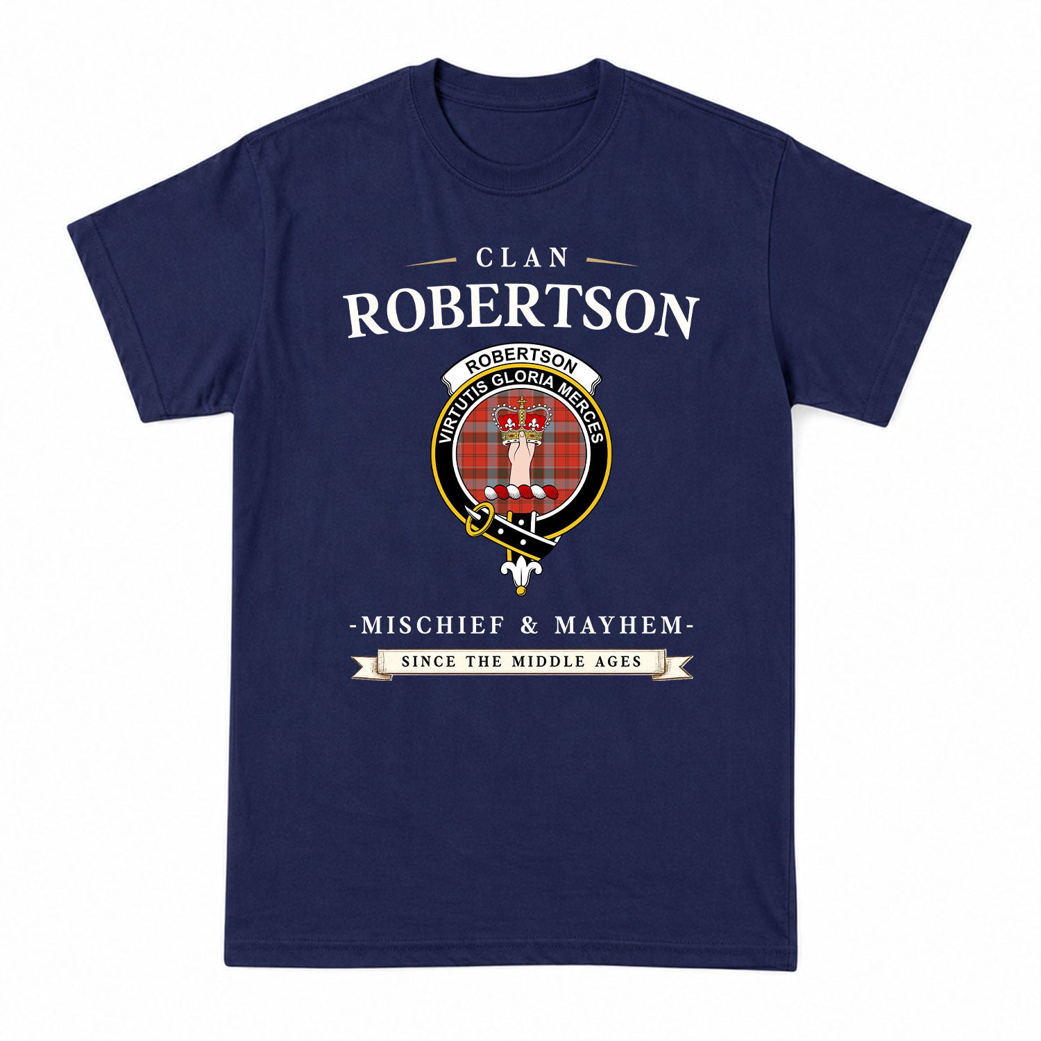 Robertson Weathered Tartan Crest Mischief and Mayhem T-shirt