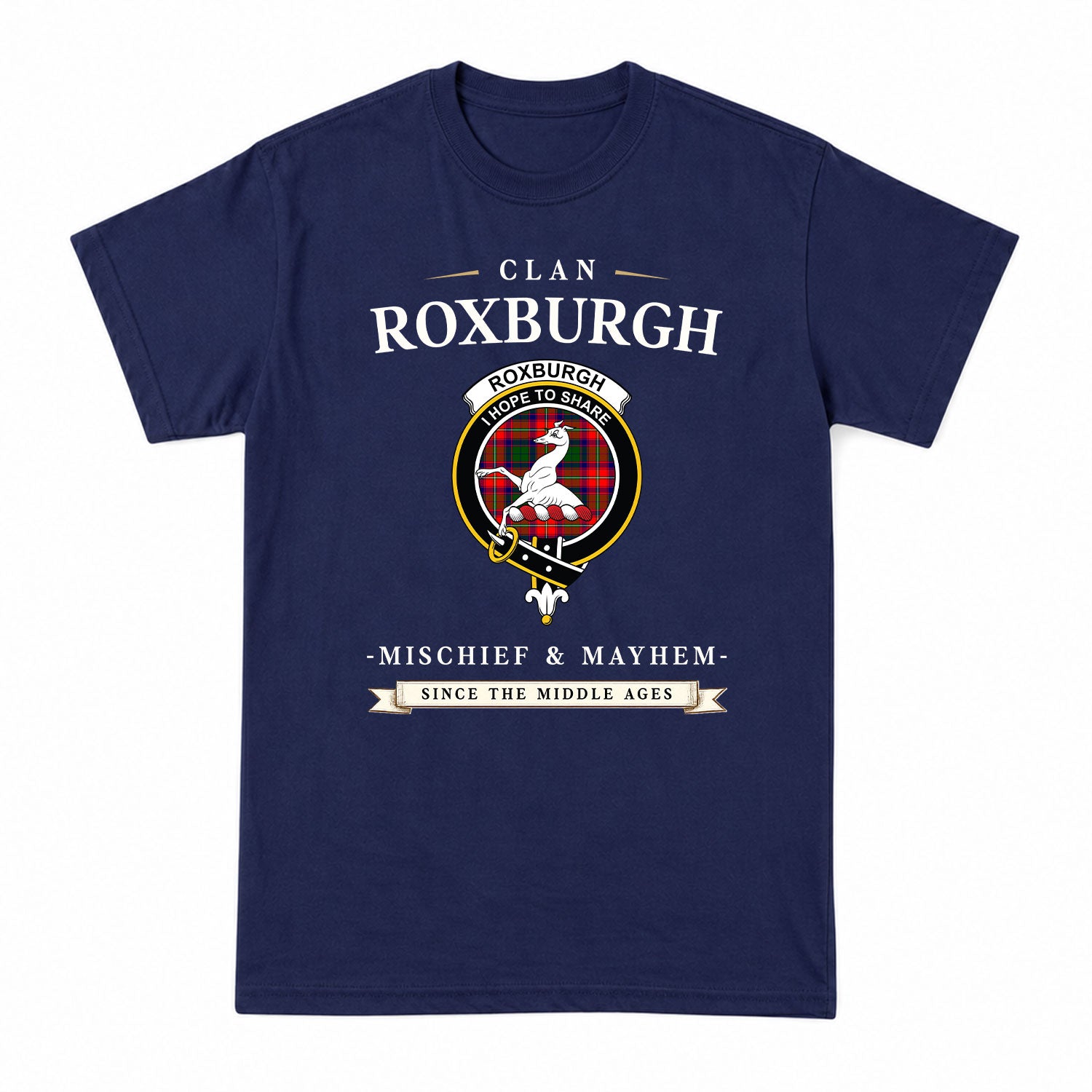 Roxburgh District Tartan Crest Mischief and Mayhem T-shirt