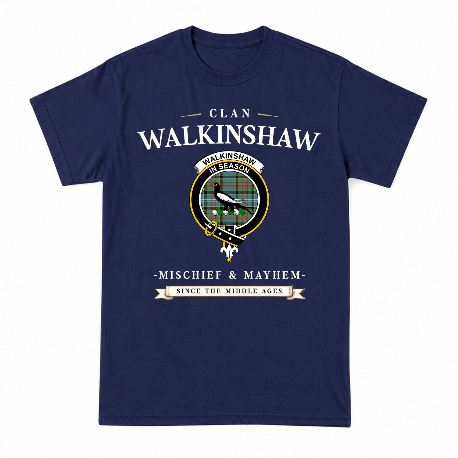 Walkinshaw Tartan Crest Mischief and Mayhem T-shirt