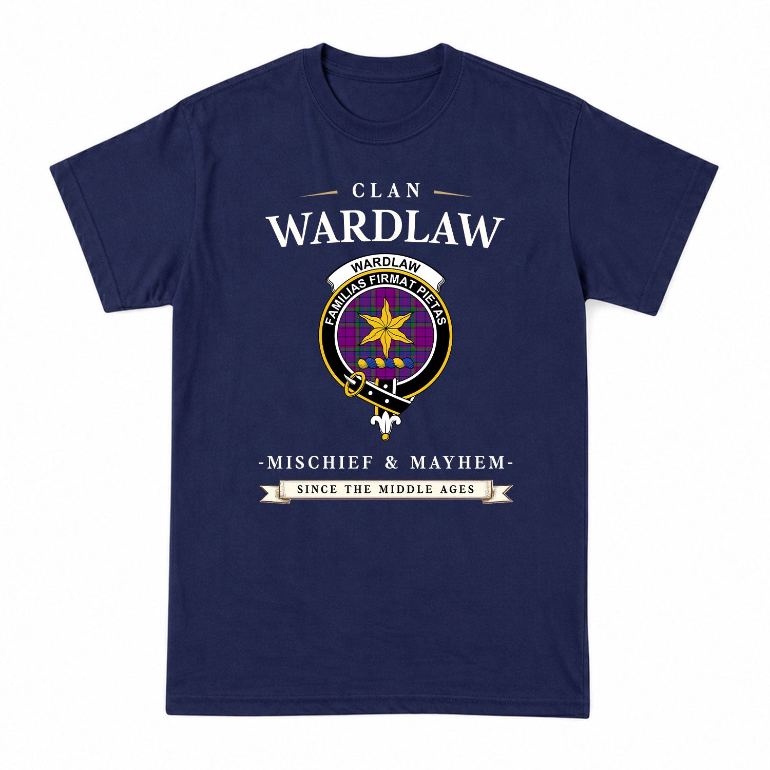Wardlaw Modern Tartan Crest Mischief and Mayhem T-shirt