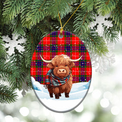 Abernathy Tartan Christmas Ceramic Ornament - Highland Cows Snow Style