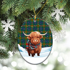 Aiton Tartan Christmas Ceramic Ornament - Highland Cows Snow Style