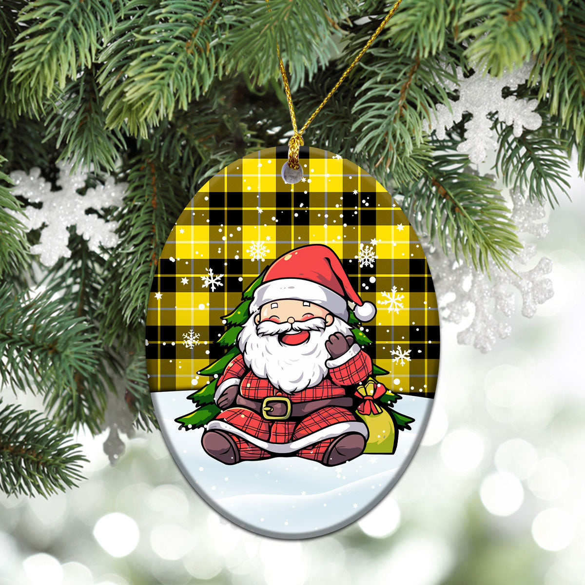 Barclay Dress Modern Tartan Christmas Ceramic Ornament - Scottish Santa Style