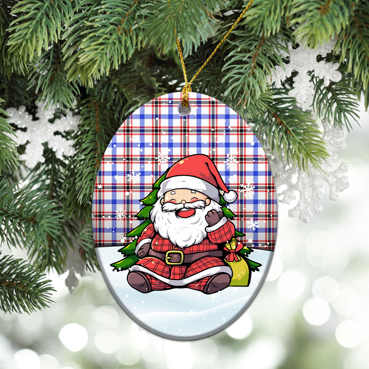 Boswell Modern Tartan Christmas Ceramic Ornament - Scottish Santa Style