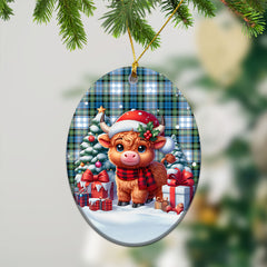 Campbell Dress Ancient Tartan Christmas Ceramic Ornament - Highland Cow Winter Style