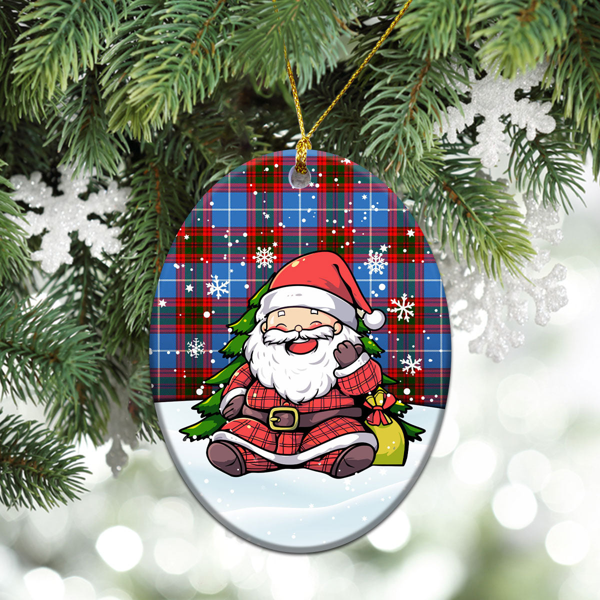 Congilton Tartan Christmas Ceramic Ornament - Scottish Santa Style