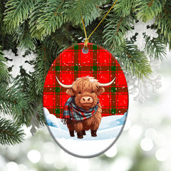 Darroch (Gourock) Tartan Christmas Ceramic Ornament - Highland Cows Snow Style