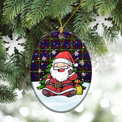 Durie Tartan Christmas Ceramic Ornament - Scottish Santa Style