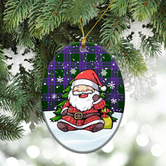 Elphinstone Tartan Christmas Ceramic Ornament - Scottish Santa Style