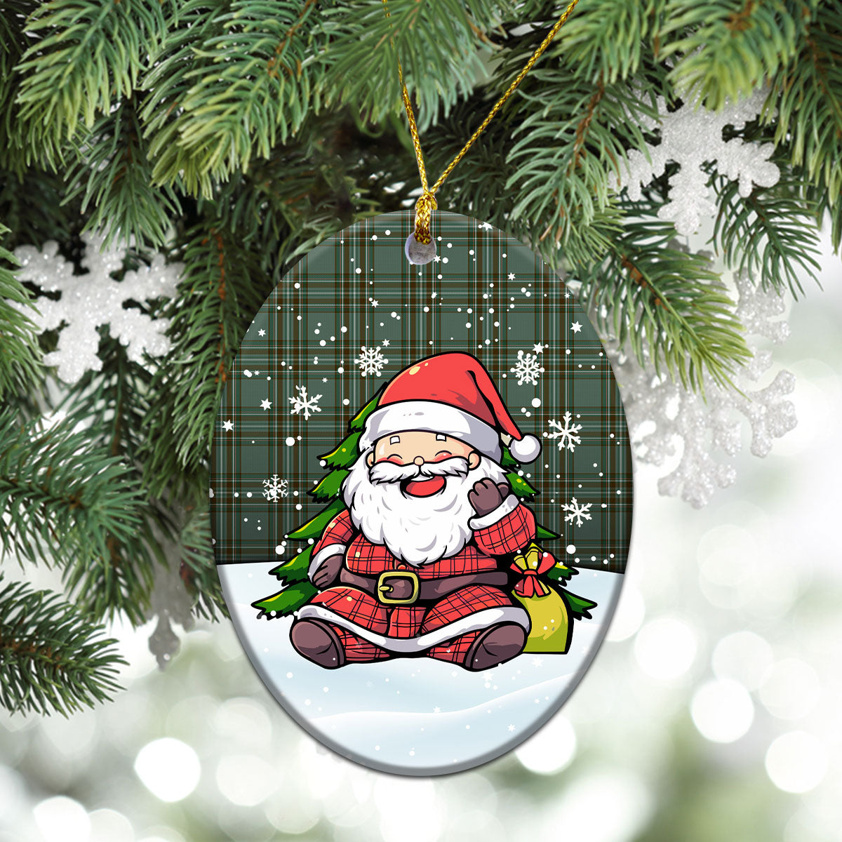 Kelly Dress Tartan Christmas Ceramic Ornament - Scottish Santa Style