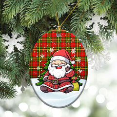 Leask Tartan Christmas Ceramic Ornament - Scottish Santa Style