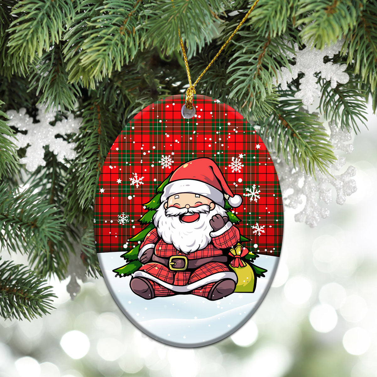 MacAuley Modern Tartan Christmas Ceramic Ornament - Scottish Santa Style
