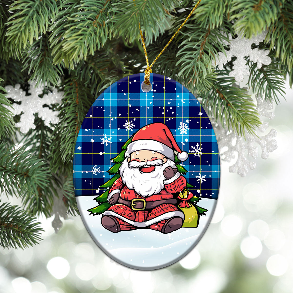 McKerrell Tartan Christmas Ceramic Ornament - Scottish Santa Style