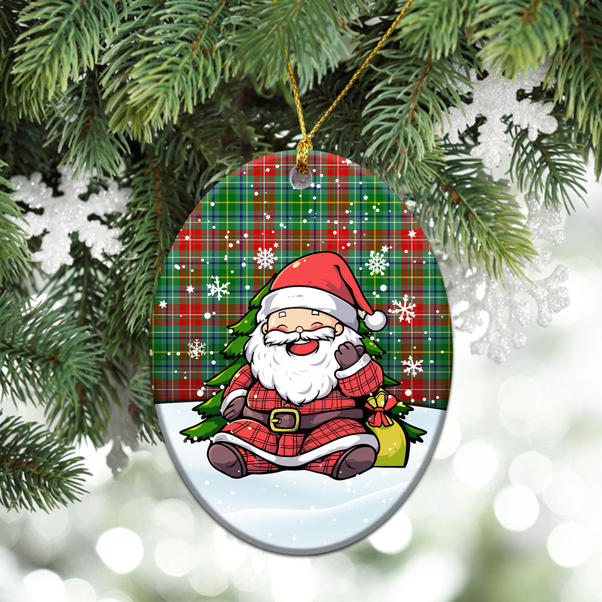 Muirhead Tartan Christmas Ceramic Ornament - Scottish Santa Style