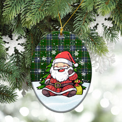 Pringle Tartan Christmas Ceramic Ornament - Scottish Santa Style