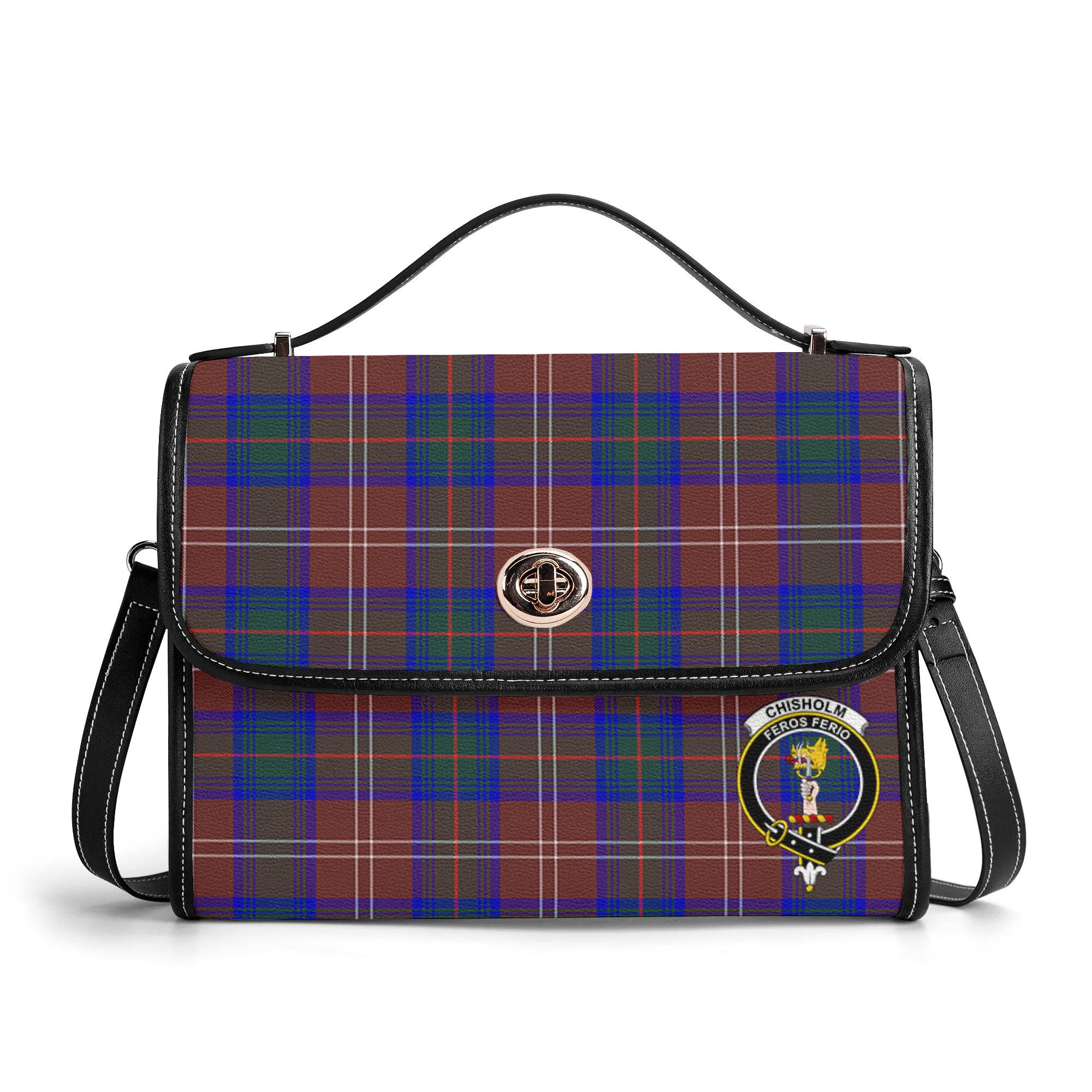 Chisholm Hunting Modern Tartan Crest Satchel Bag