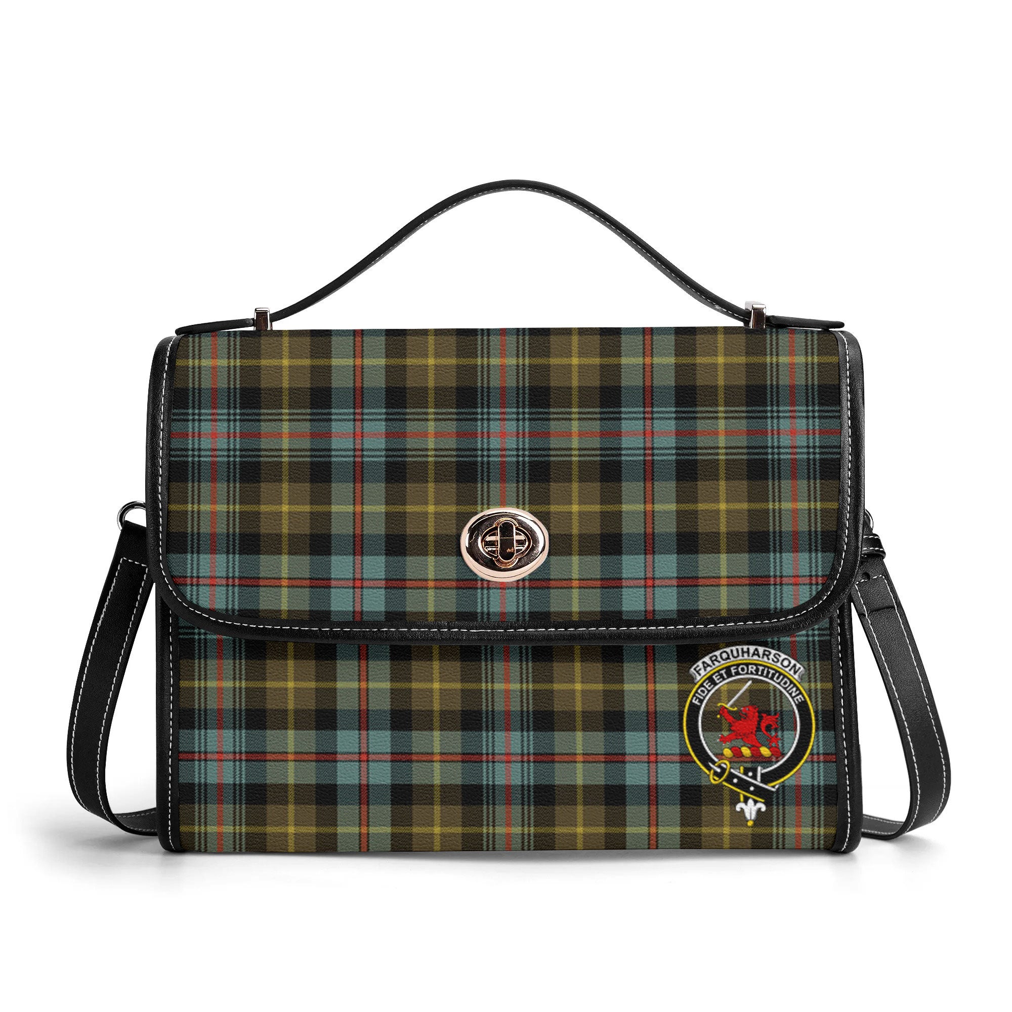 Farquharson Weathered Tartan Crest Satchel Bag