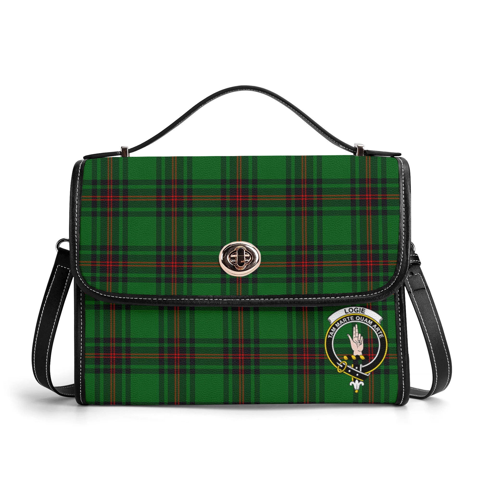 Logie Tartan Crest Satchel Bag