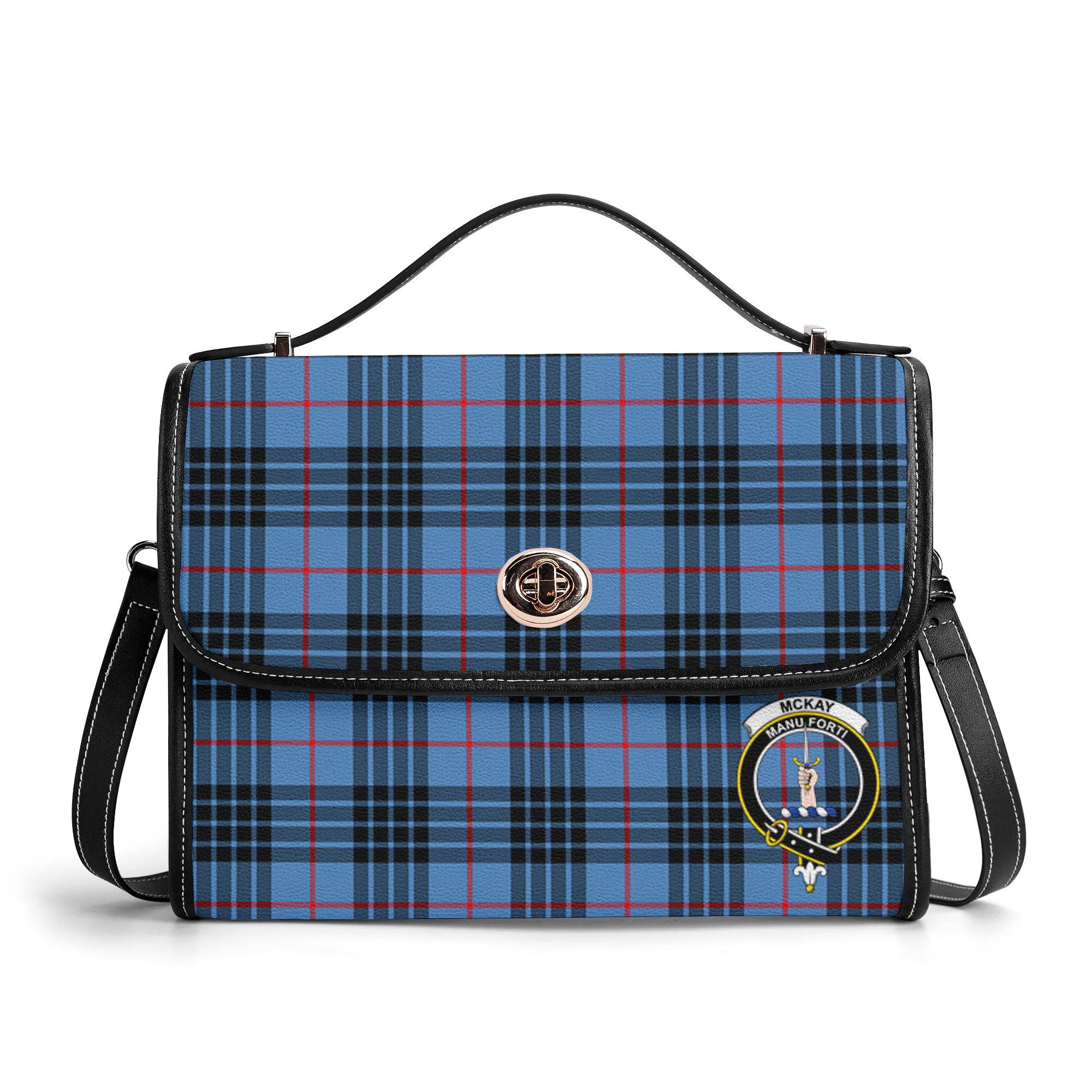 McKay Blue Tartan Crest Satchel Bag