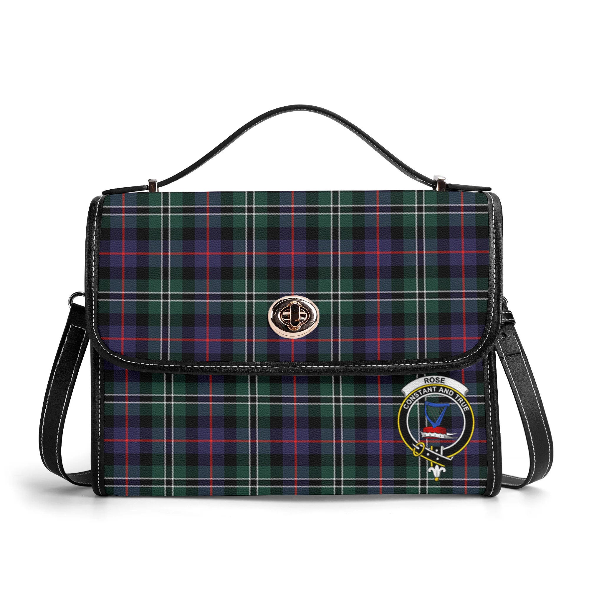 Rose Hunting Modern Tartan Crest Satchel Bag
