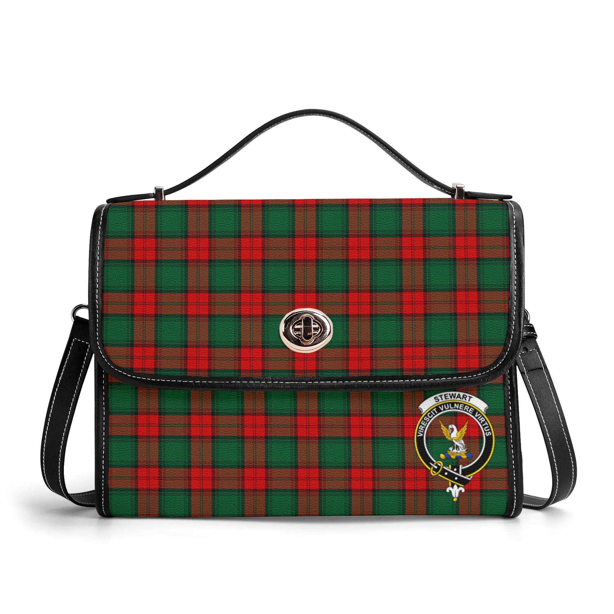 Stewart Atholl Modern Tartan Crest Satchel Bag