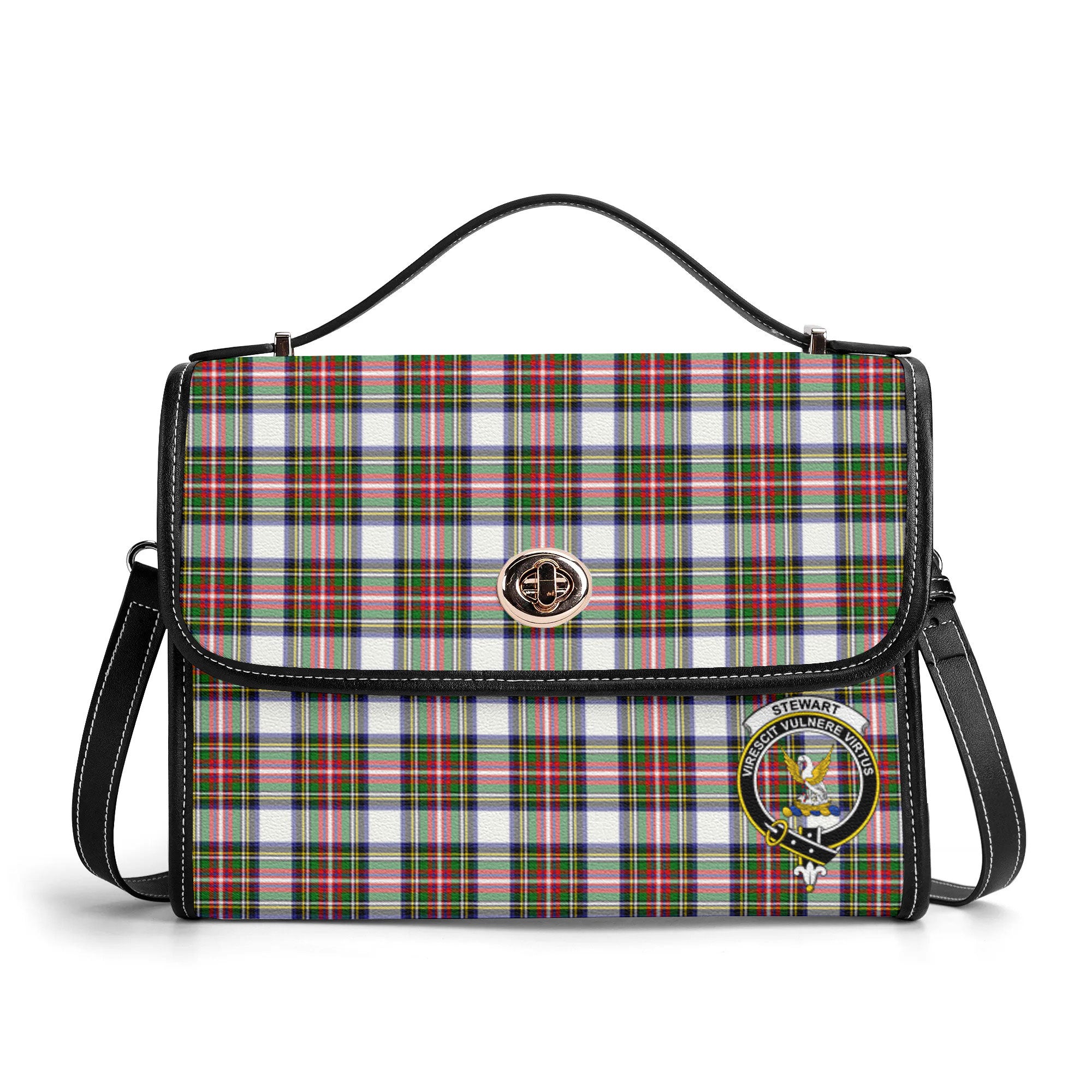 Stewart Dress Modern Tartan Crest Satchel Bag
